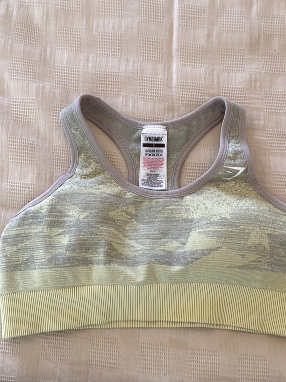 Gymshark Light Green & Gray Seamless Racerback Sports Bra-Small
